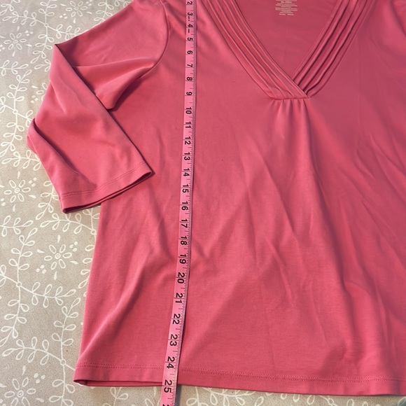 L.L. Bean supima cotton V-neck top size XL pink boxy lagenlook - Picture 7 of 8